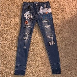 American Eagle High Waisted Patterned Jeans
